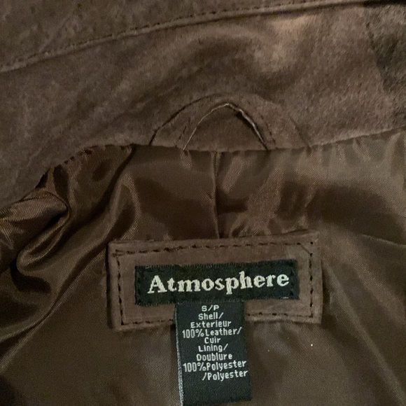 90s brown suede/leather atmosphere jacket. - Picture 3 of 7